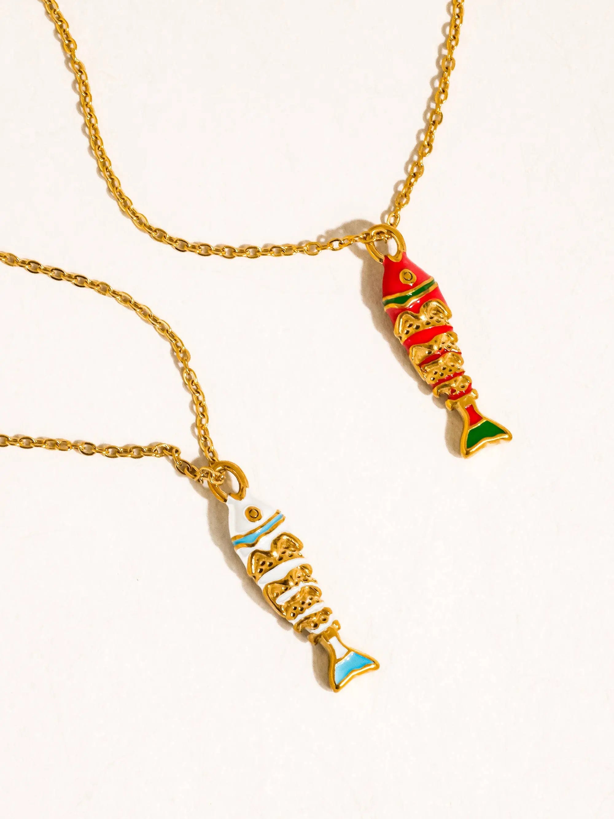 Laguna 18K Gold Non-Tarnish Enamel Fish Pendant Necklace Flânerie by MAIQ