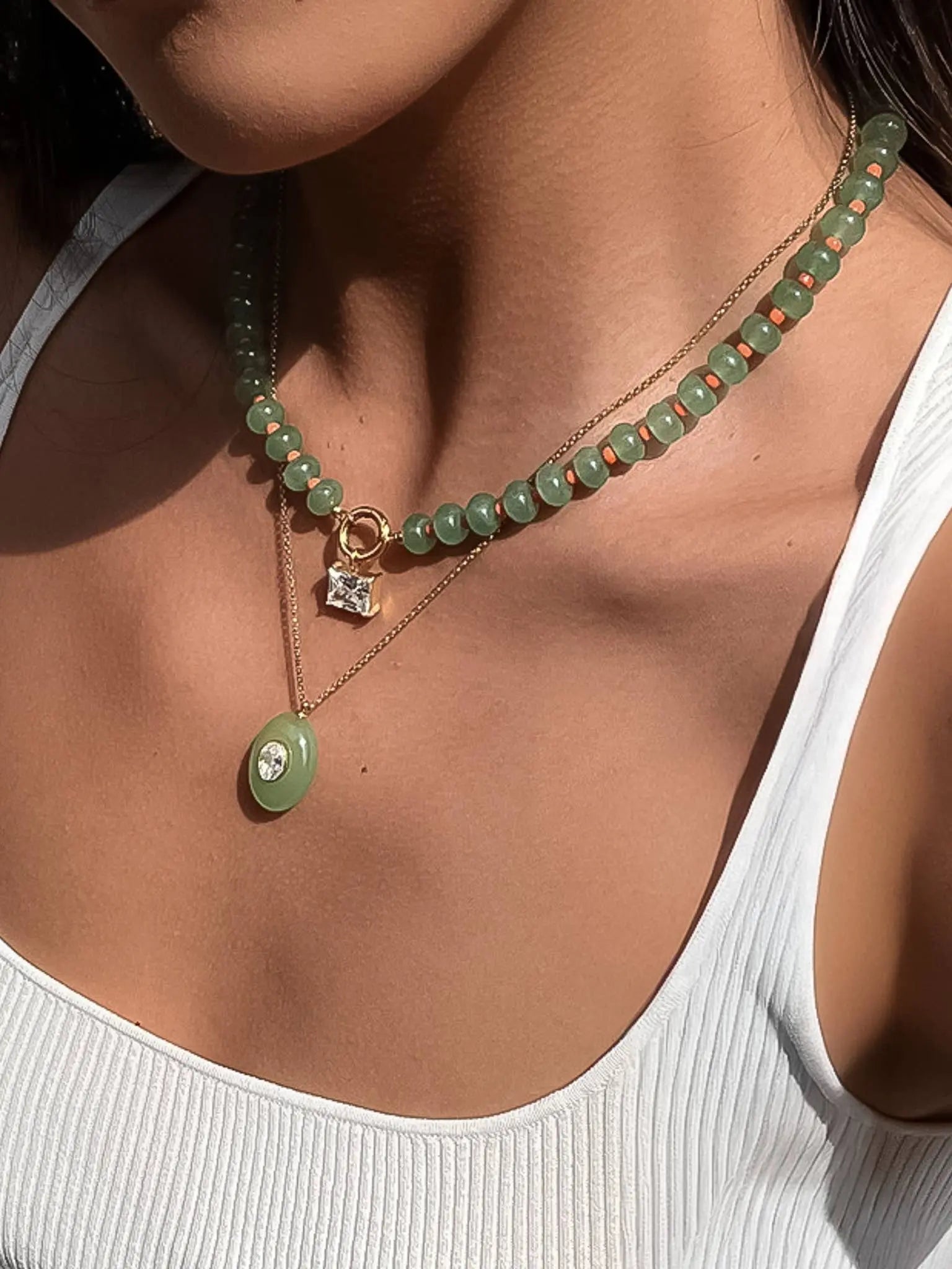 Attica 18K Gold Non-Tarnish Stone CZ Necklace Flânerie by MAIQ
