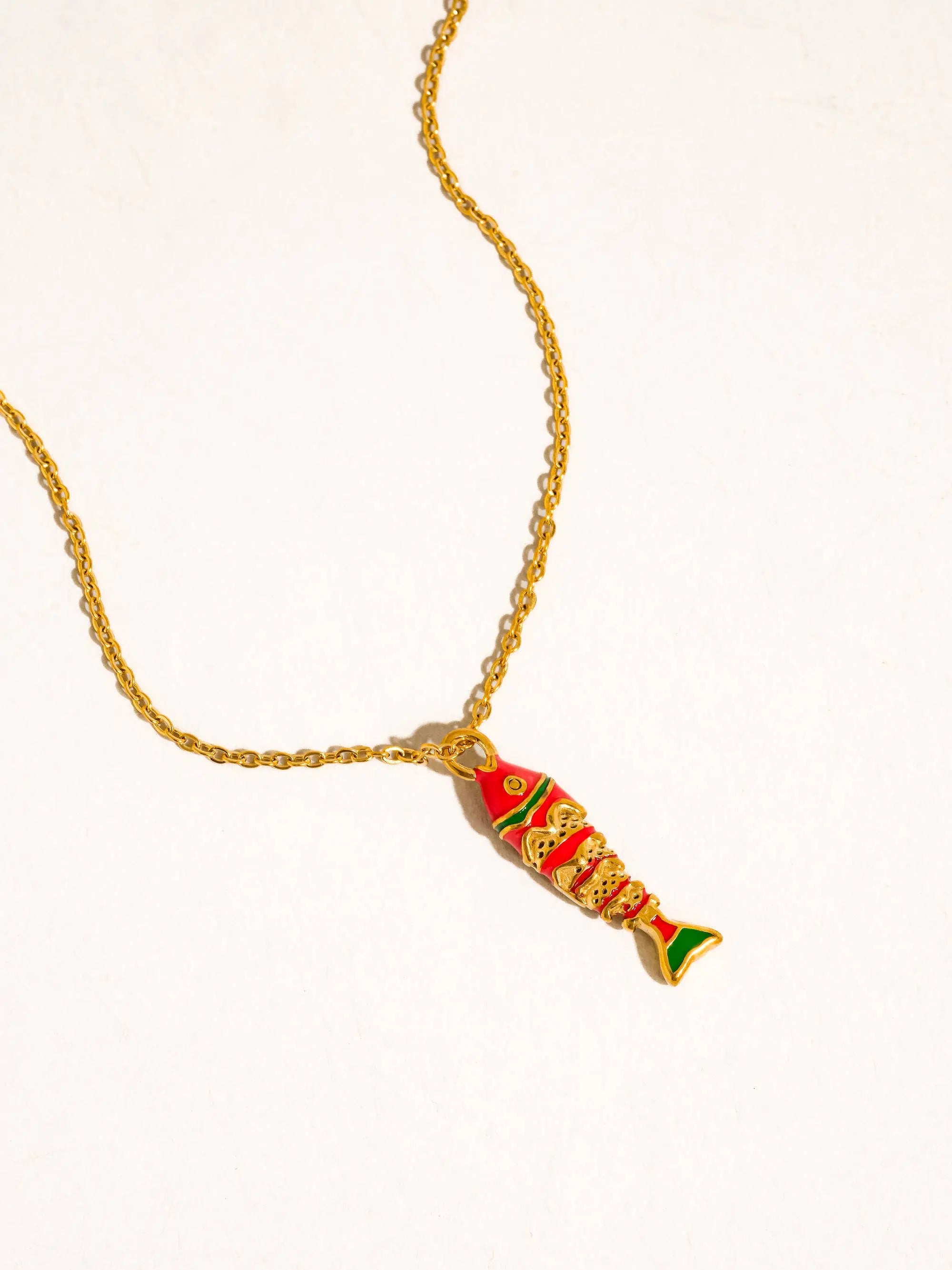 Laguna 18K Gold Non-Tarnish Enamel Fish Pendant Necklace Flânerie by MAIQ