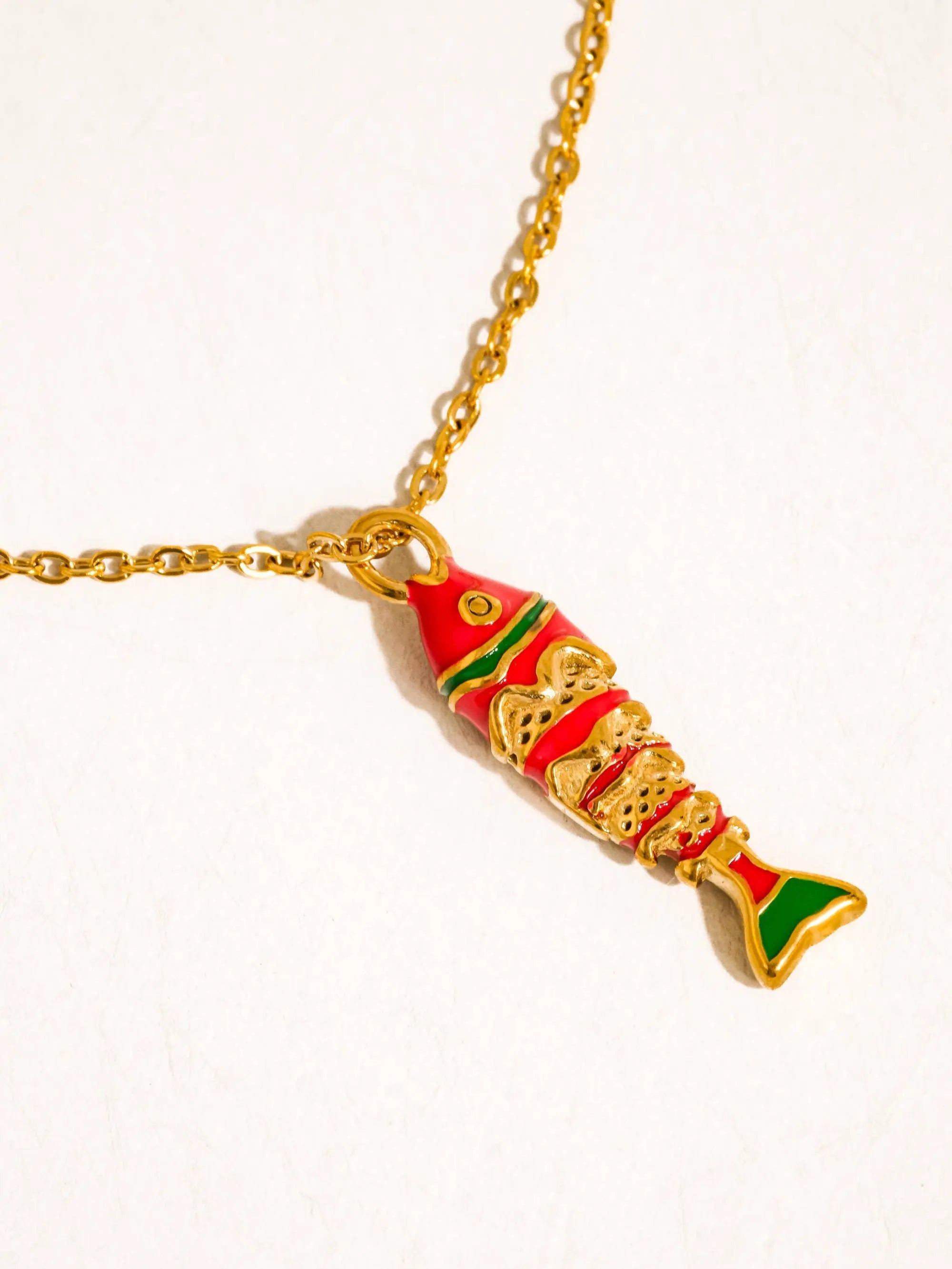Laguna 18K Gold Non-Tarnish Enamel Fish Pendant Necklace Flânerie by MAIQ