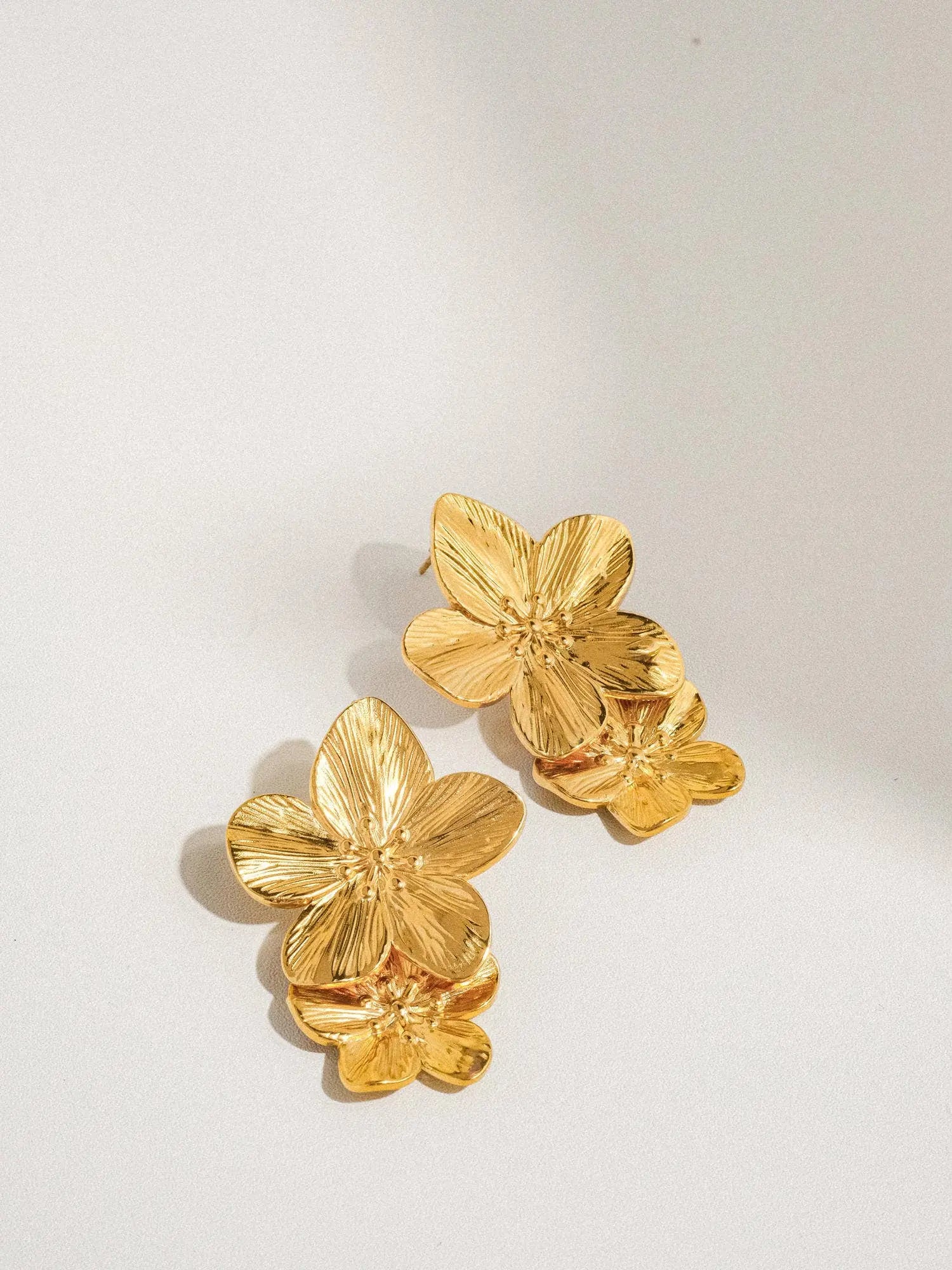 Ivy 18K Gold Statement Stacked Flower Earring Flânerie by MAIQ
