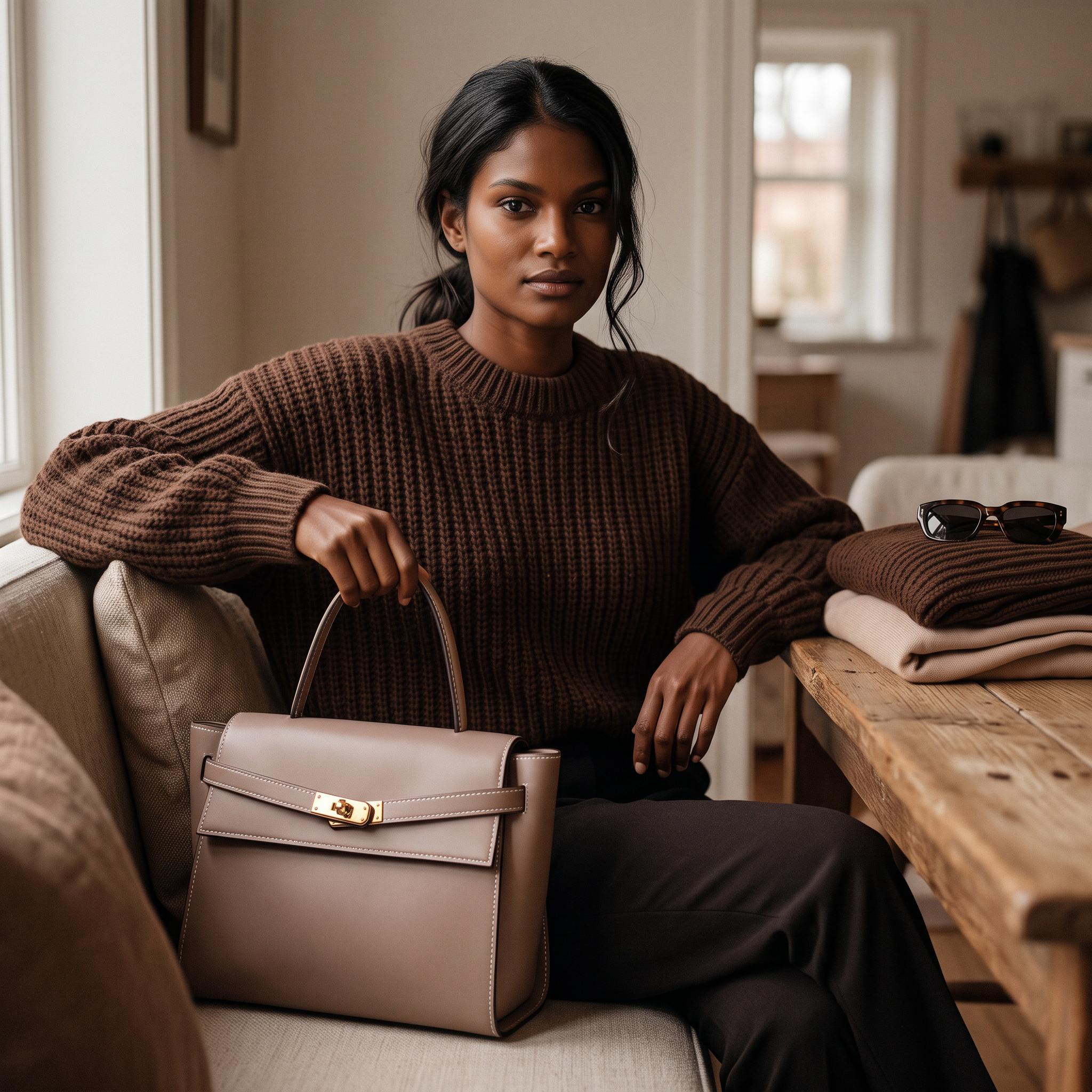 THE DIANA SMOOTH LEATHER TOP HANDLE BAG