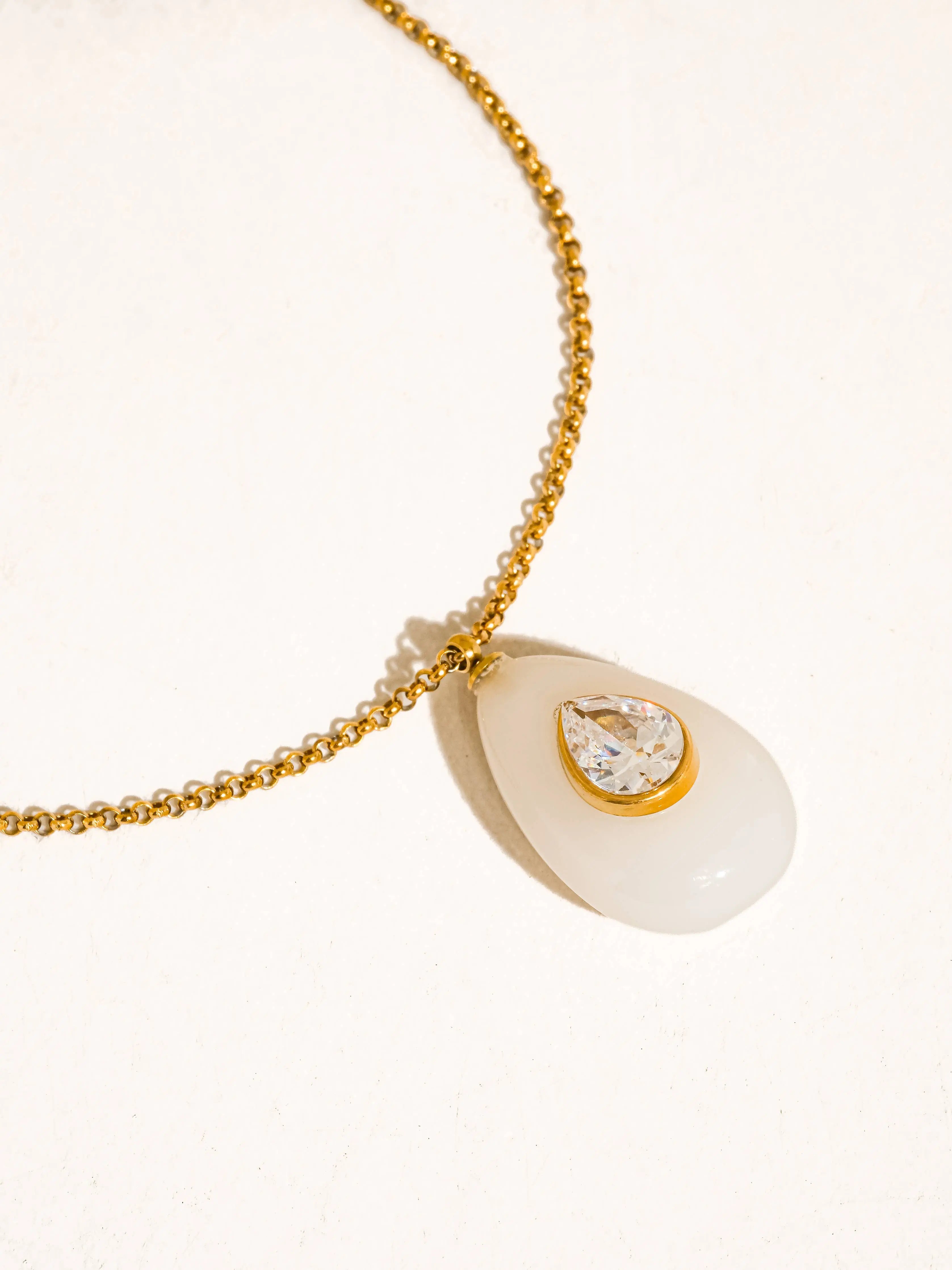 Attica 18K Gold Non-Tarnish Stone CZ Necklace Flânerie by MAIQ
