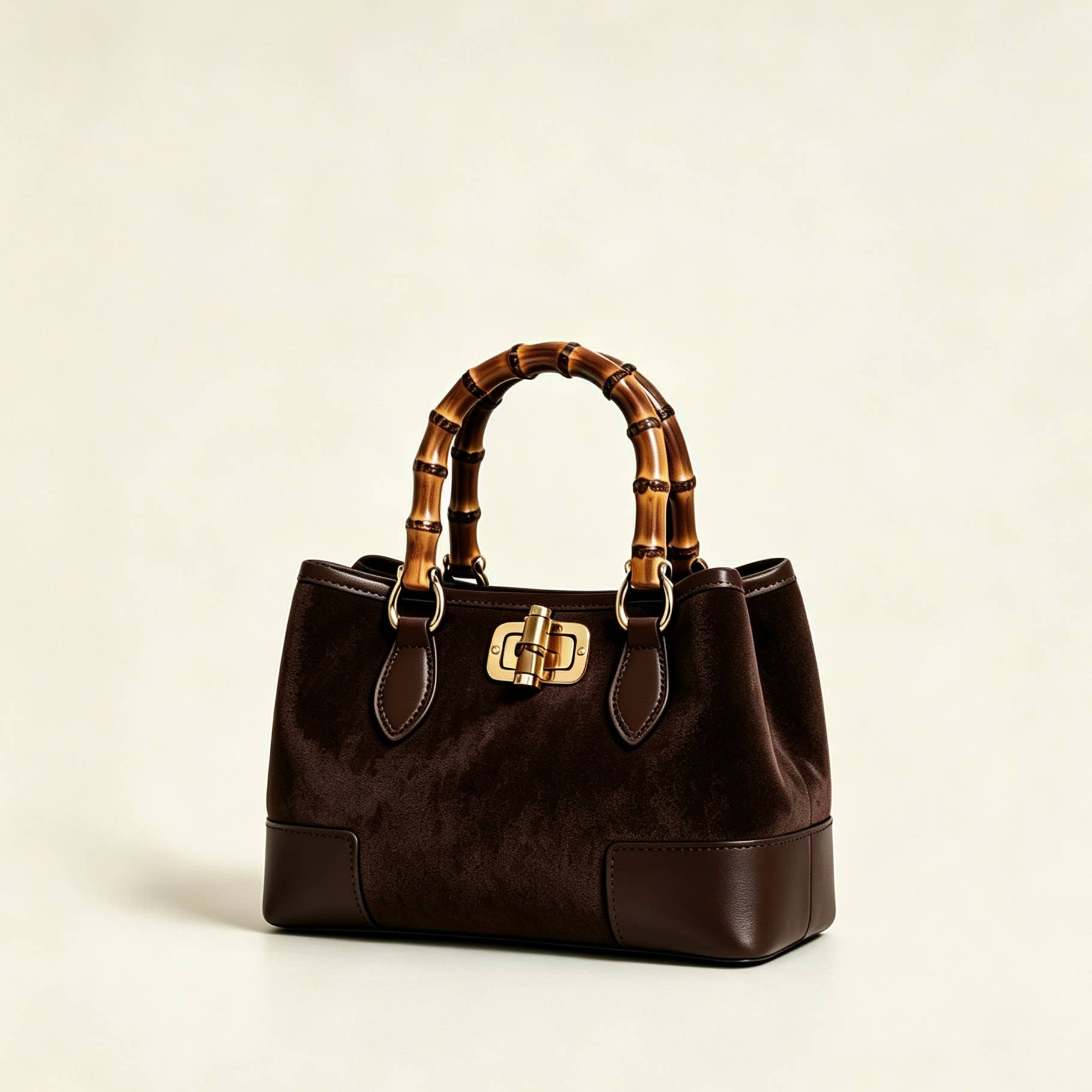 THE C.J. SUEDE BAMBOO TOP HANDLE BAG