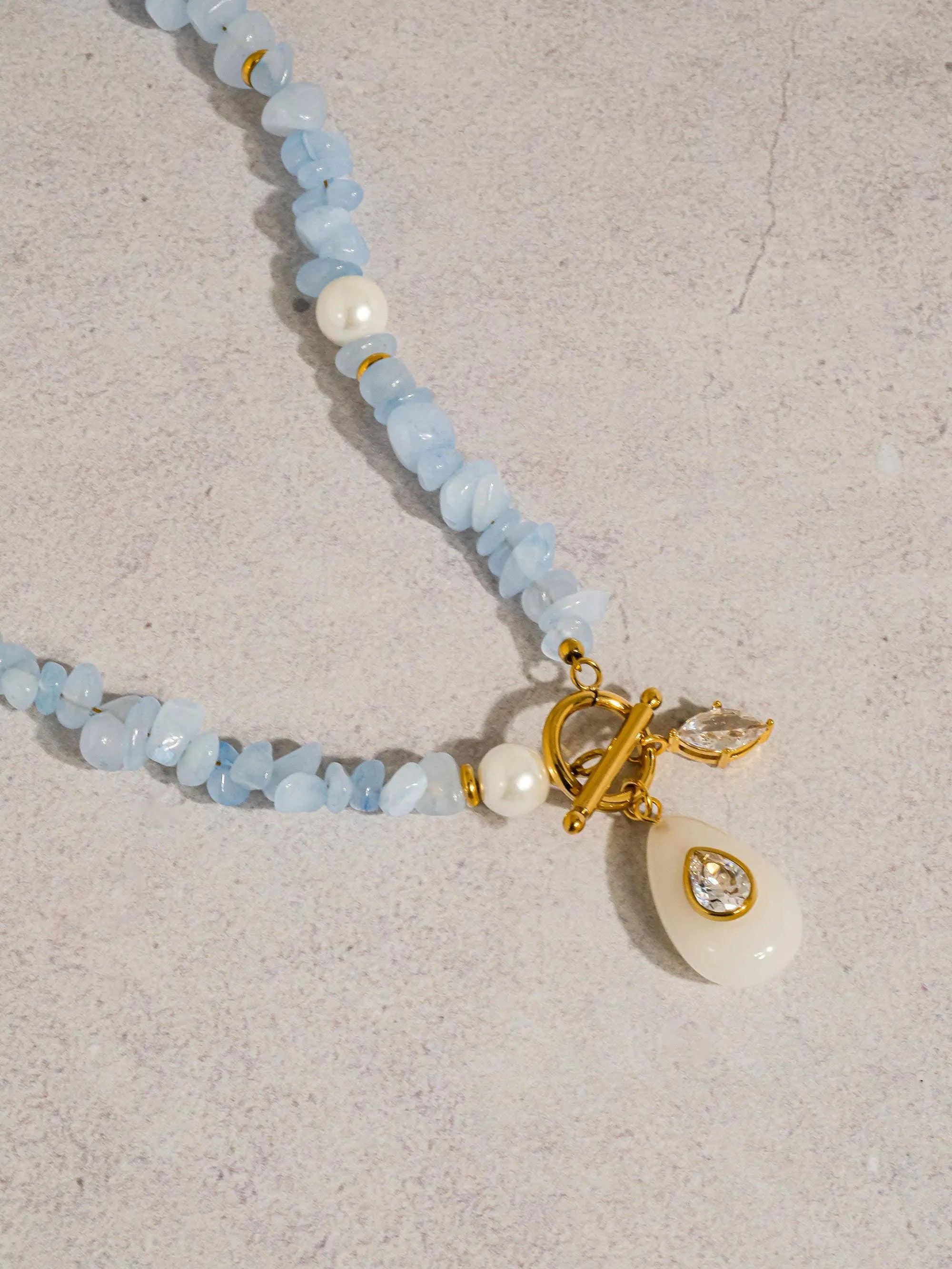 Cercey 18K Gold Non-Tarnish Stone Charm Necklace Flânerie by MAIQ