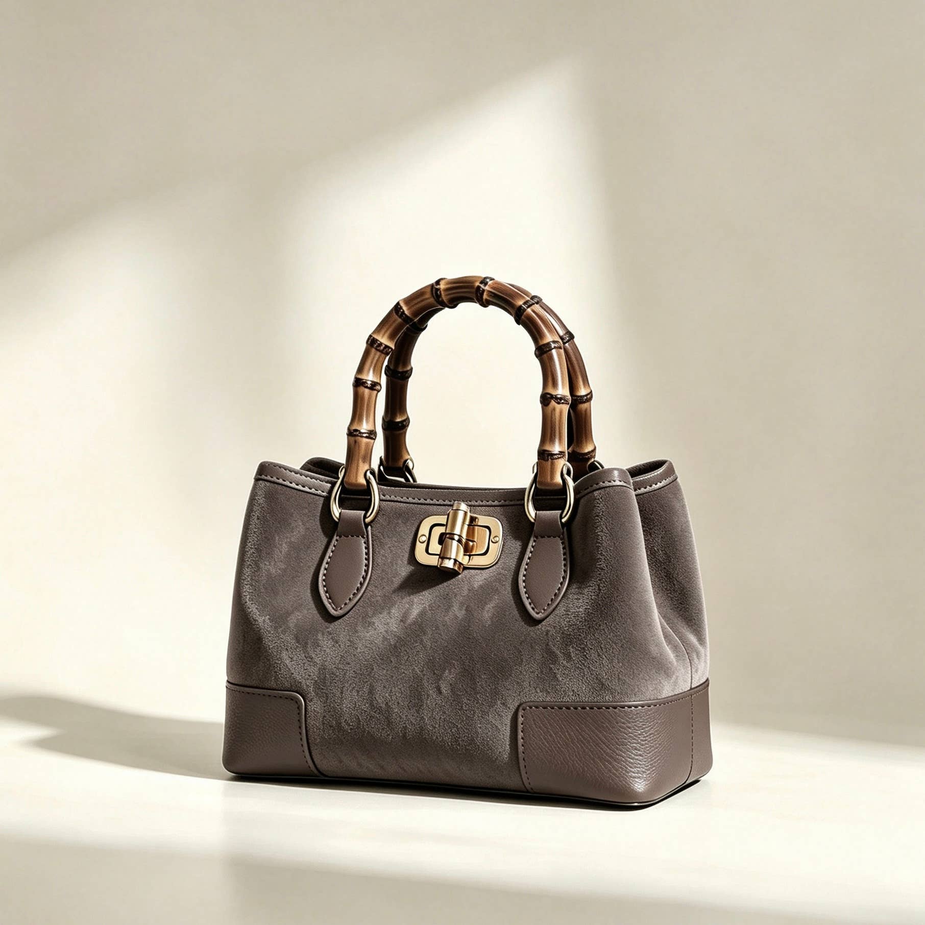 THE C.J. SUEDE BAMBOO TOP HANDLE BAG