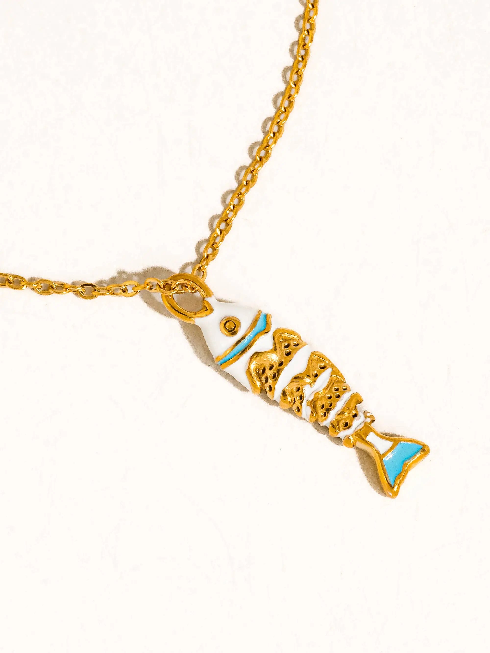 Laguna 18K Gold Non-Tarnish Enamel Fish Pendant Necklace Flânerie by MAIQ