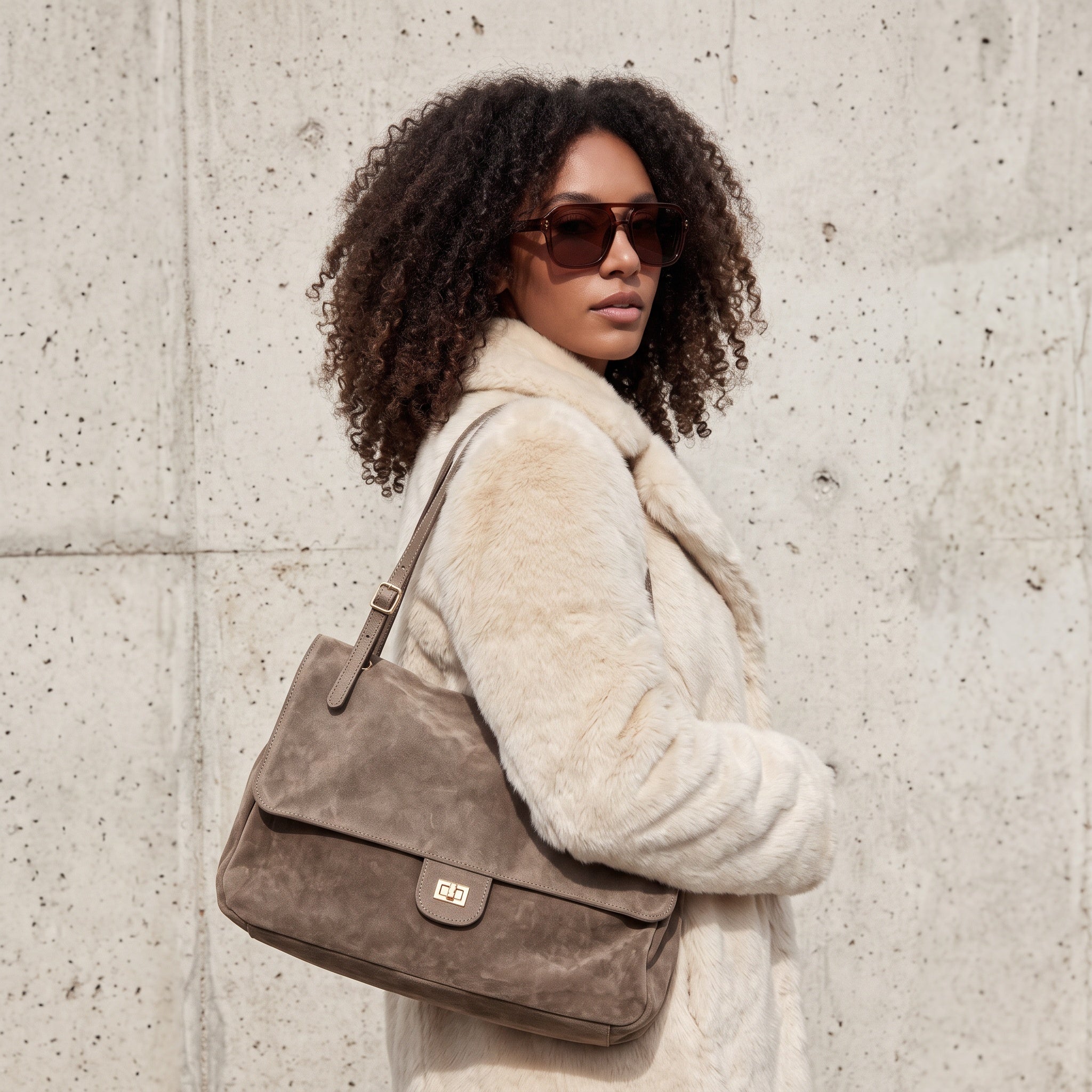 WILMA LARGE SUEDE SHOULDER BAG