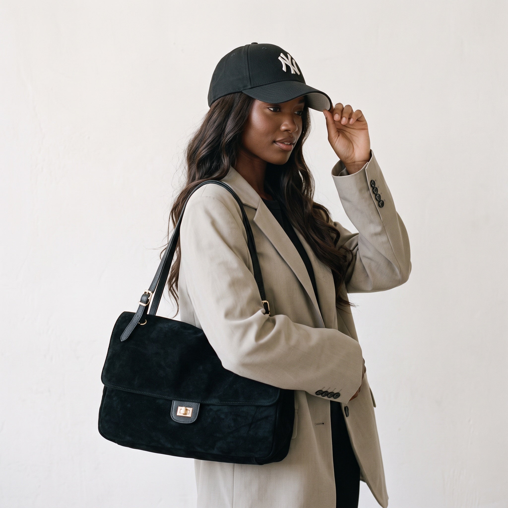 WILMA LARGE SUEDE SHOULDER BAG