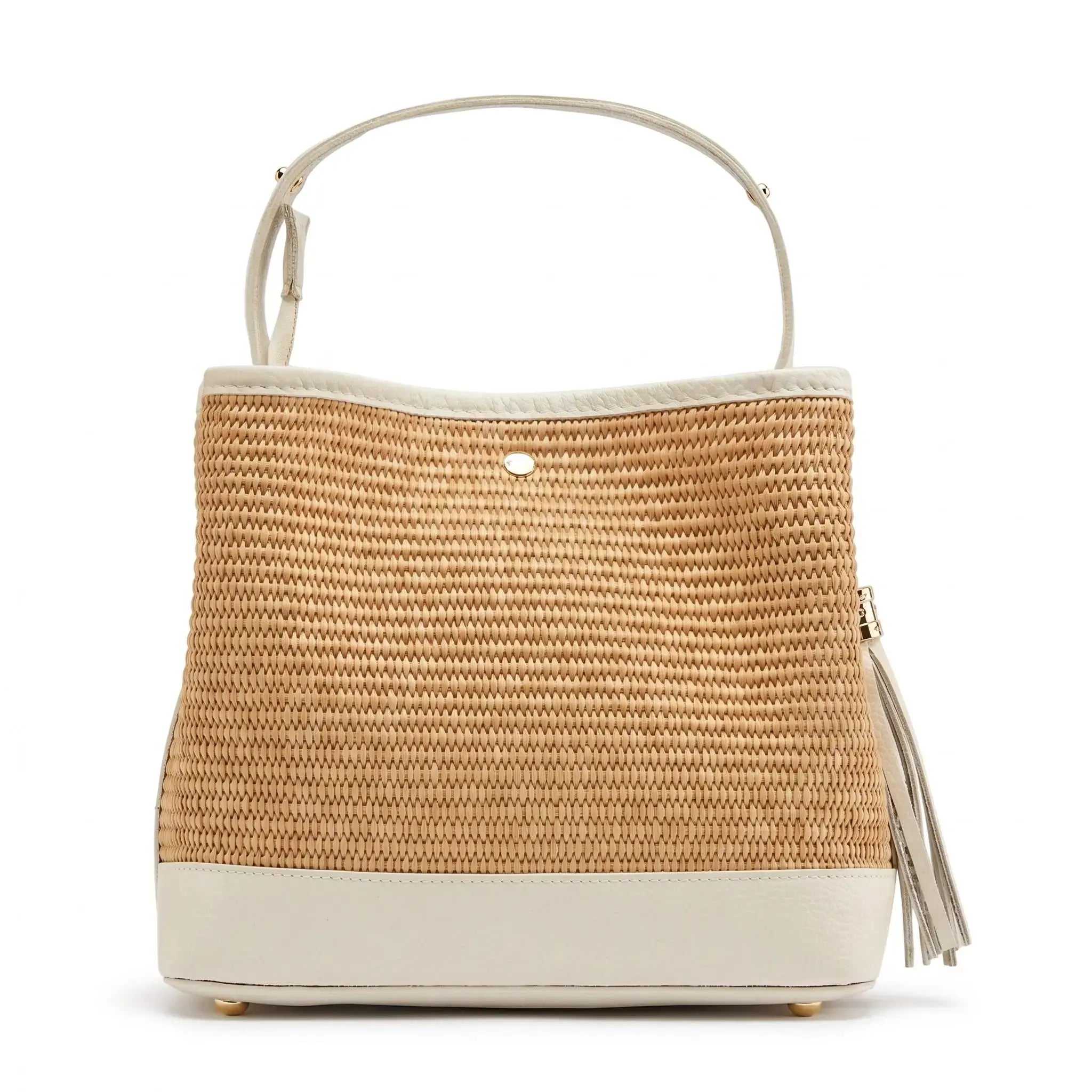 THE PAULI RAFFIA AND LEATHER SHOULDER BAG thebagicon