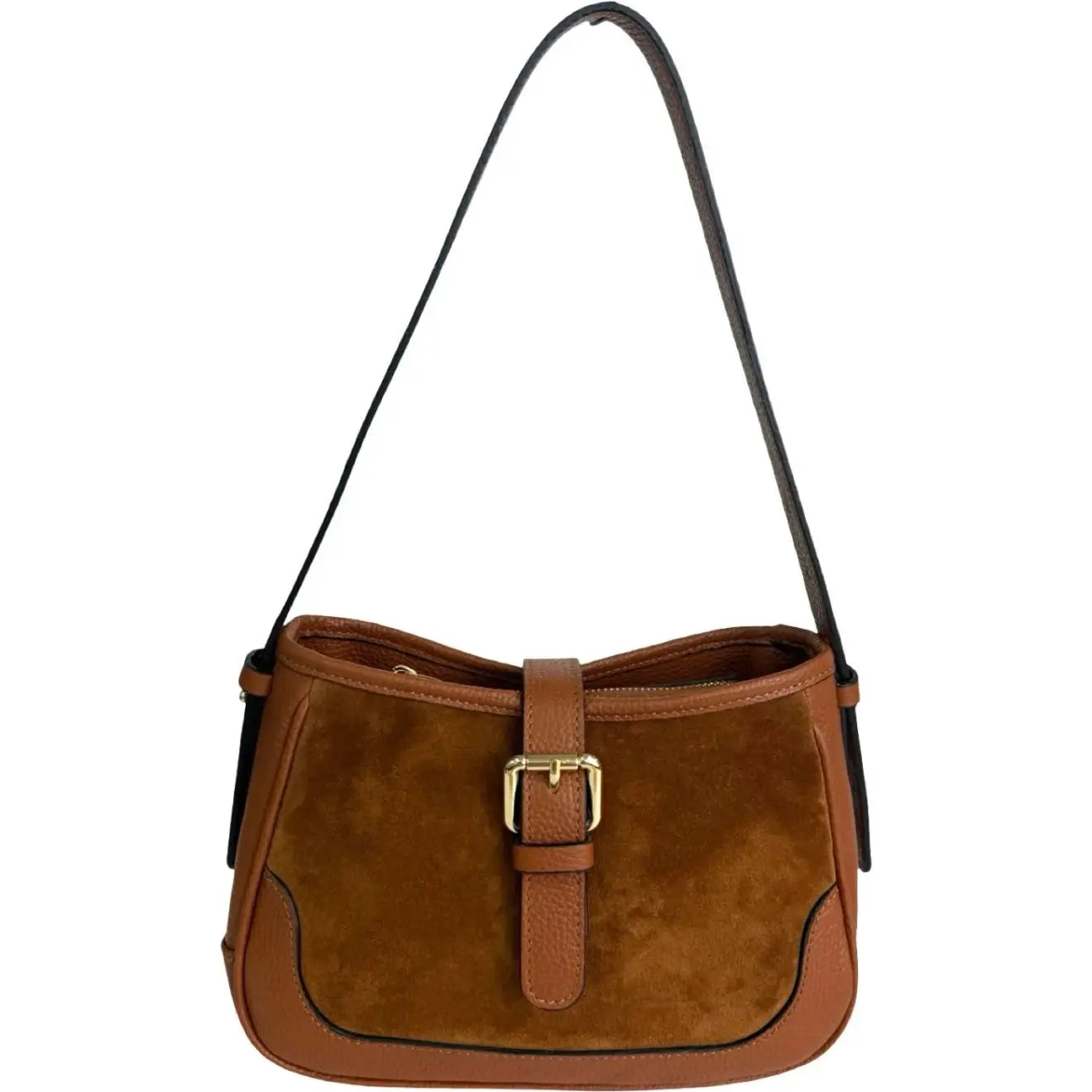 THE DAISY SUEDE AND LEATHER SADDLE BAG thebagicon