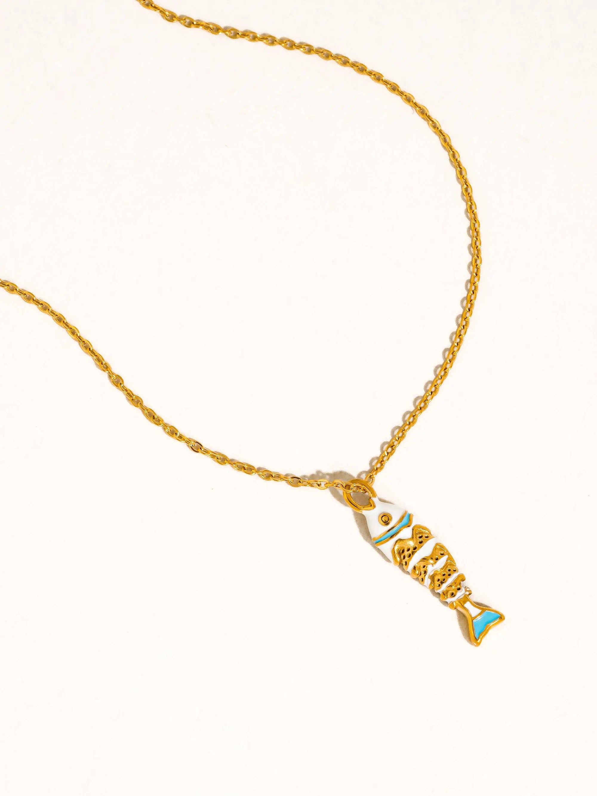Laguna 18K Gold Non-Tarnish Enamel Fish Pendant Necklace Flânerie by MAIQ