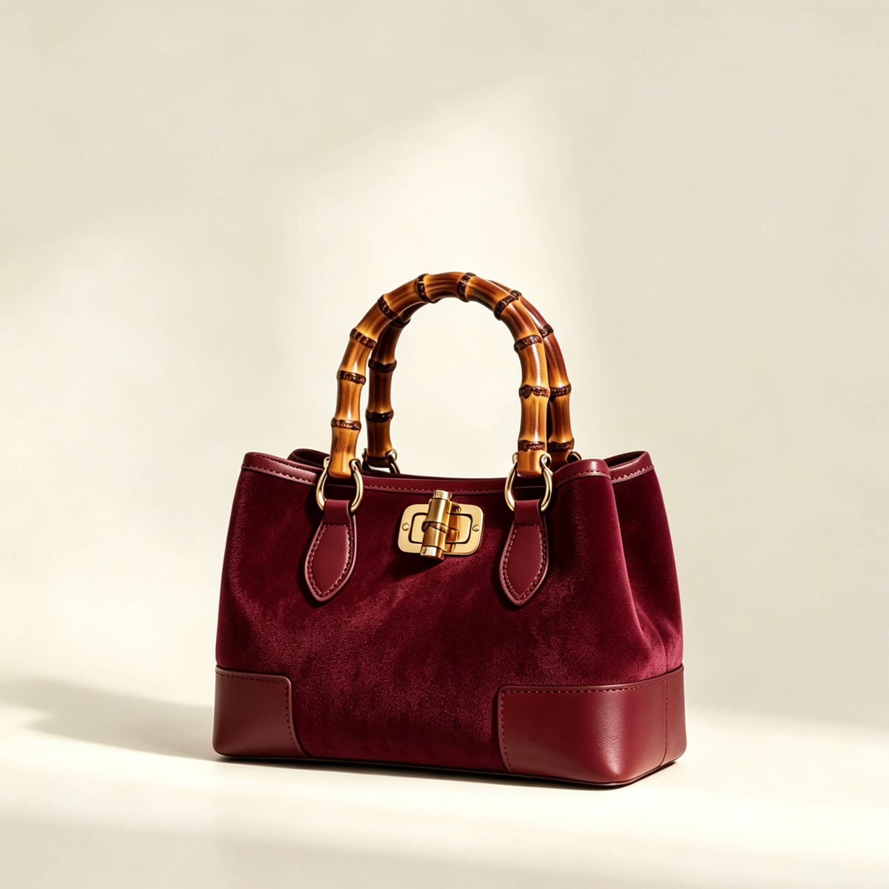 THE C.J. SUEDE BAMBOO TOP HANDLE BAG