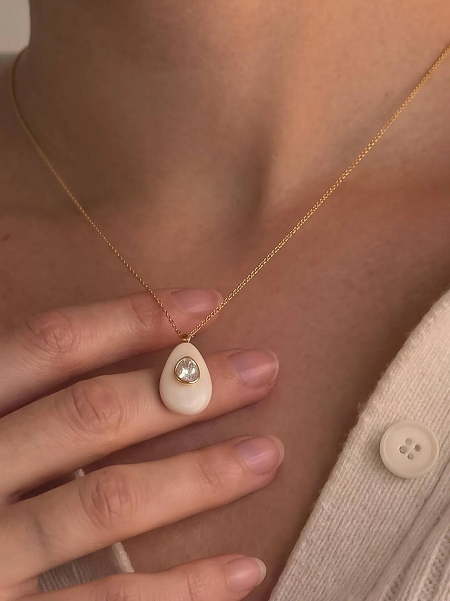 Attica 18K Gold Non-Tarnish Stone CZ Necklace Flânerie by MAIQ
