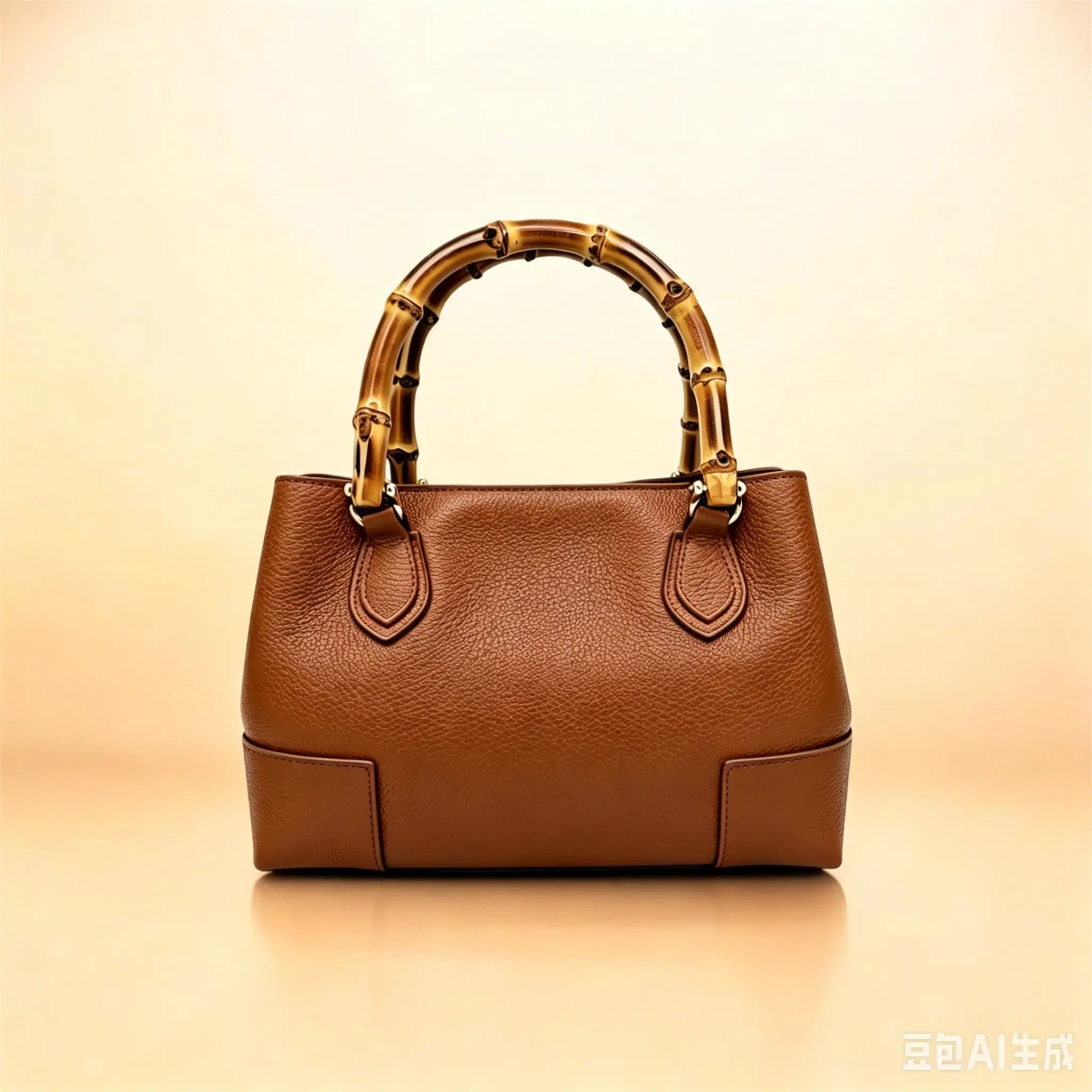 Genuine leather micro bamboo bag with bamboo handles Nanabags