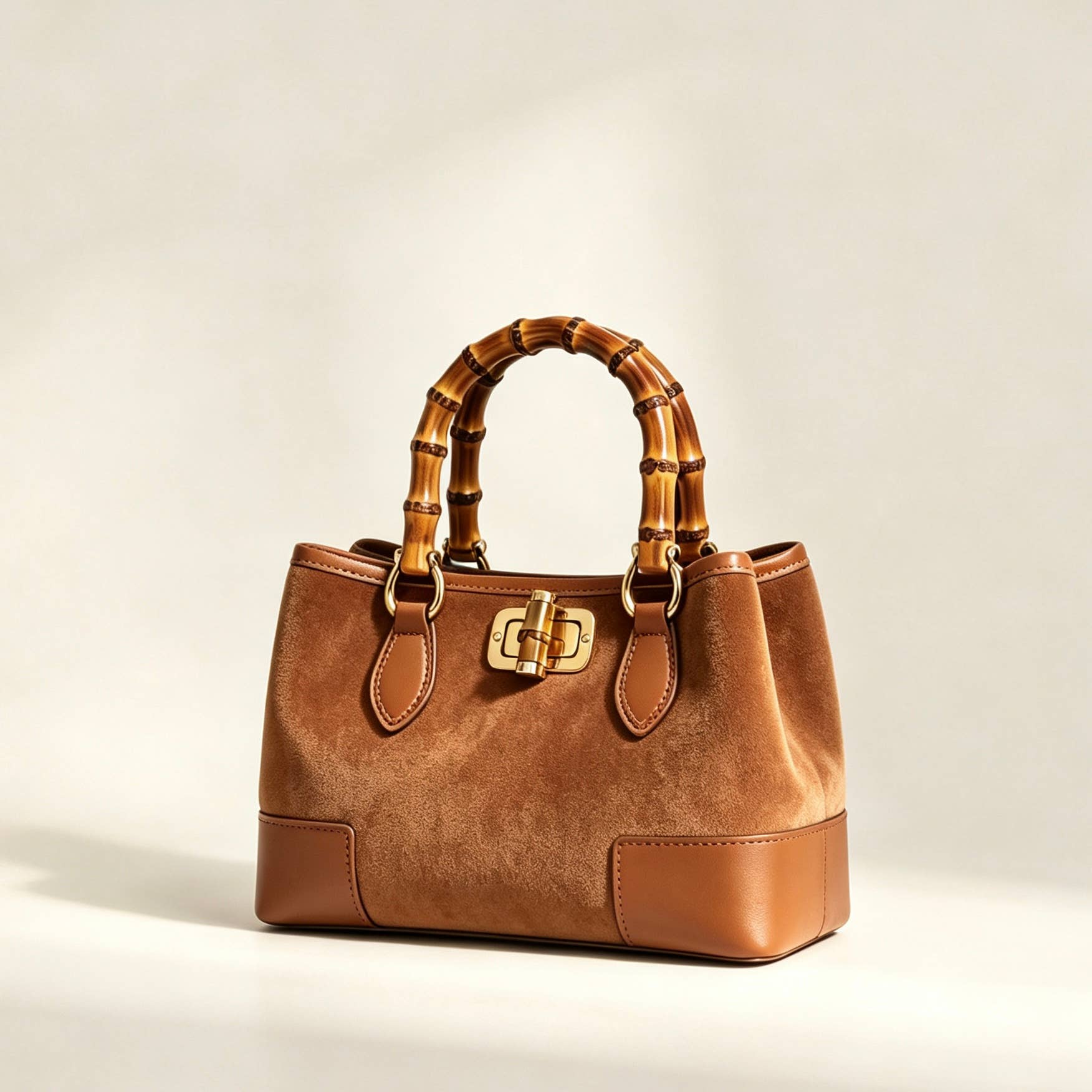 THE C.J. SUEDE BAMBOO TOP HANDLE BAG