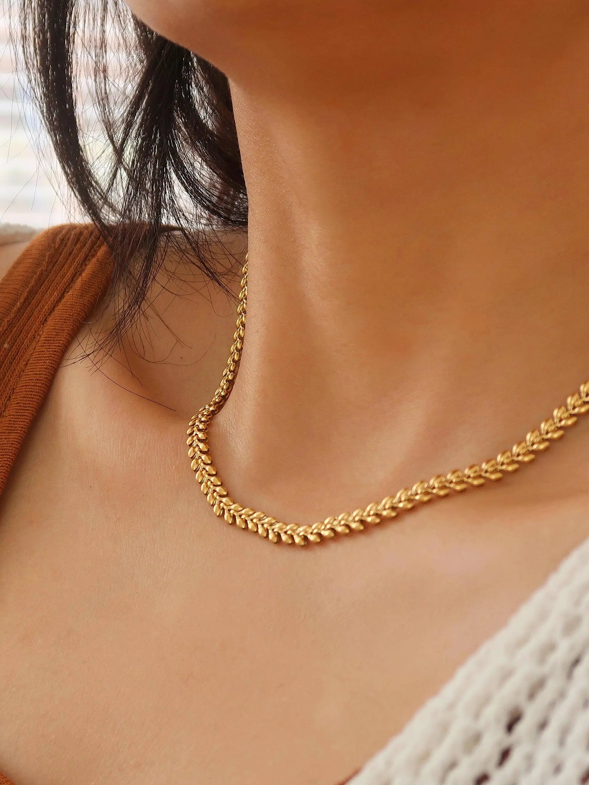 Vern 18K Gold Non-Tarnish Classic Wheat Chain Flânerie by MAIQ