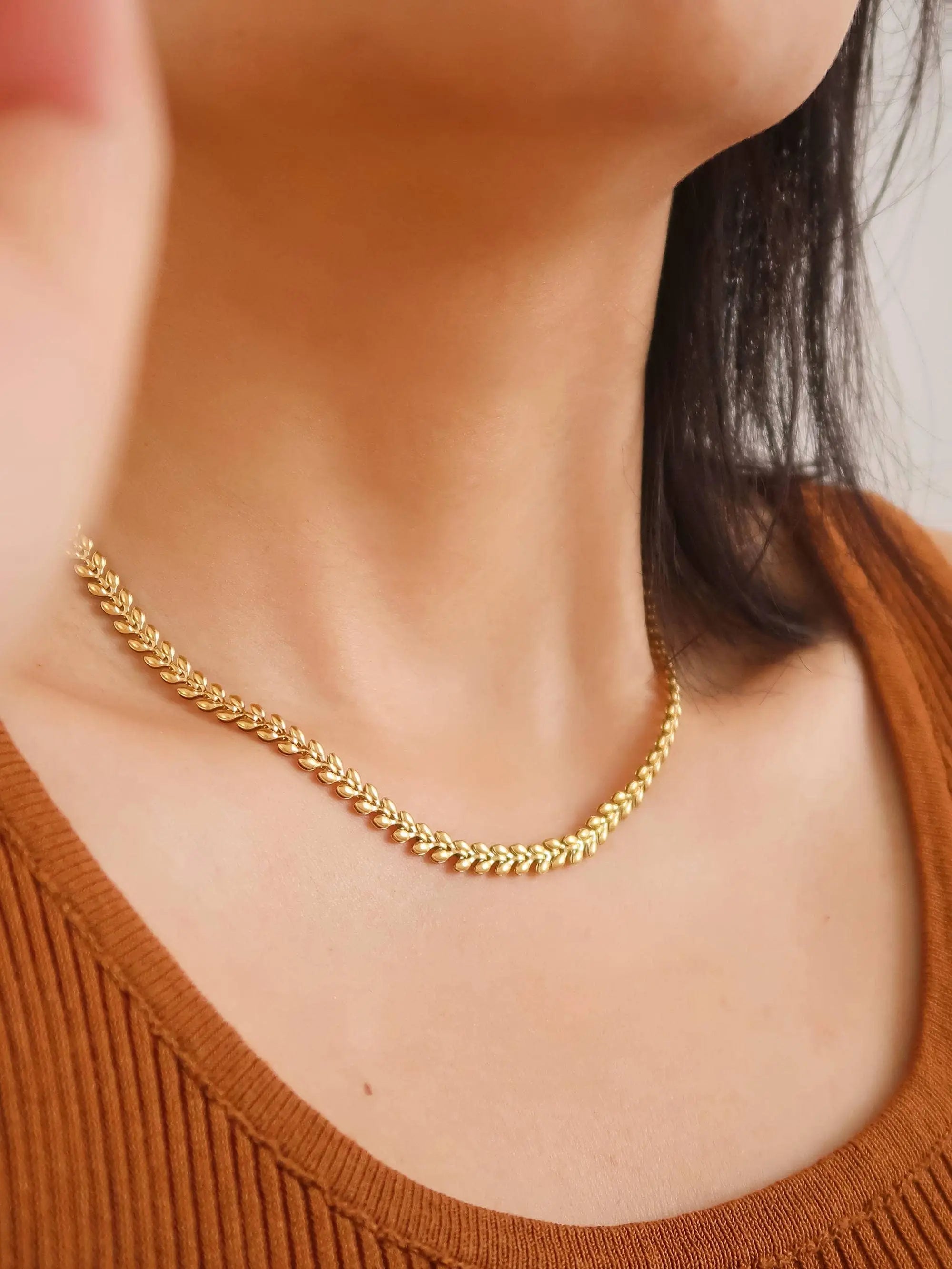 Vern 18K Gold Non-Tarnish Classic Wheat Chain Flânerie by MAIQ