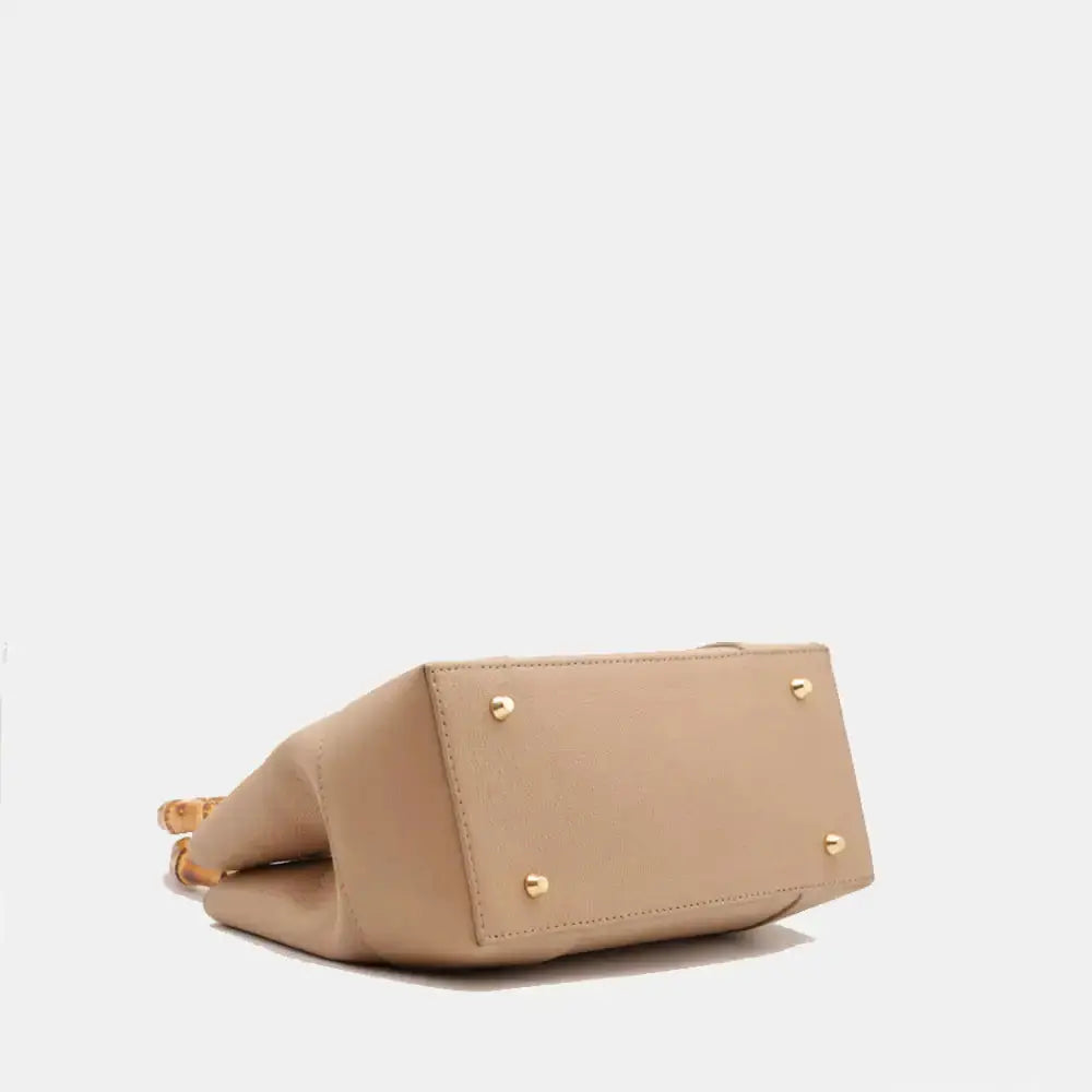 Genuine leather micro bamboo bag with bamboo handles Nanabags
