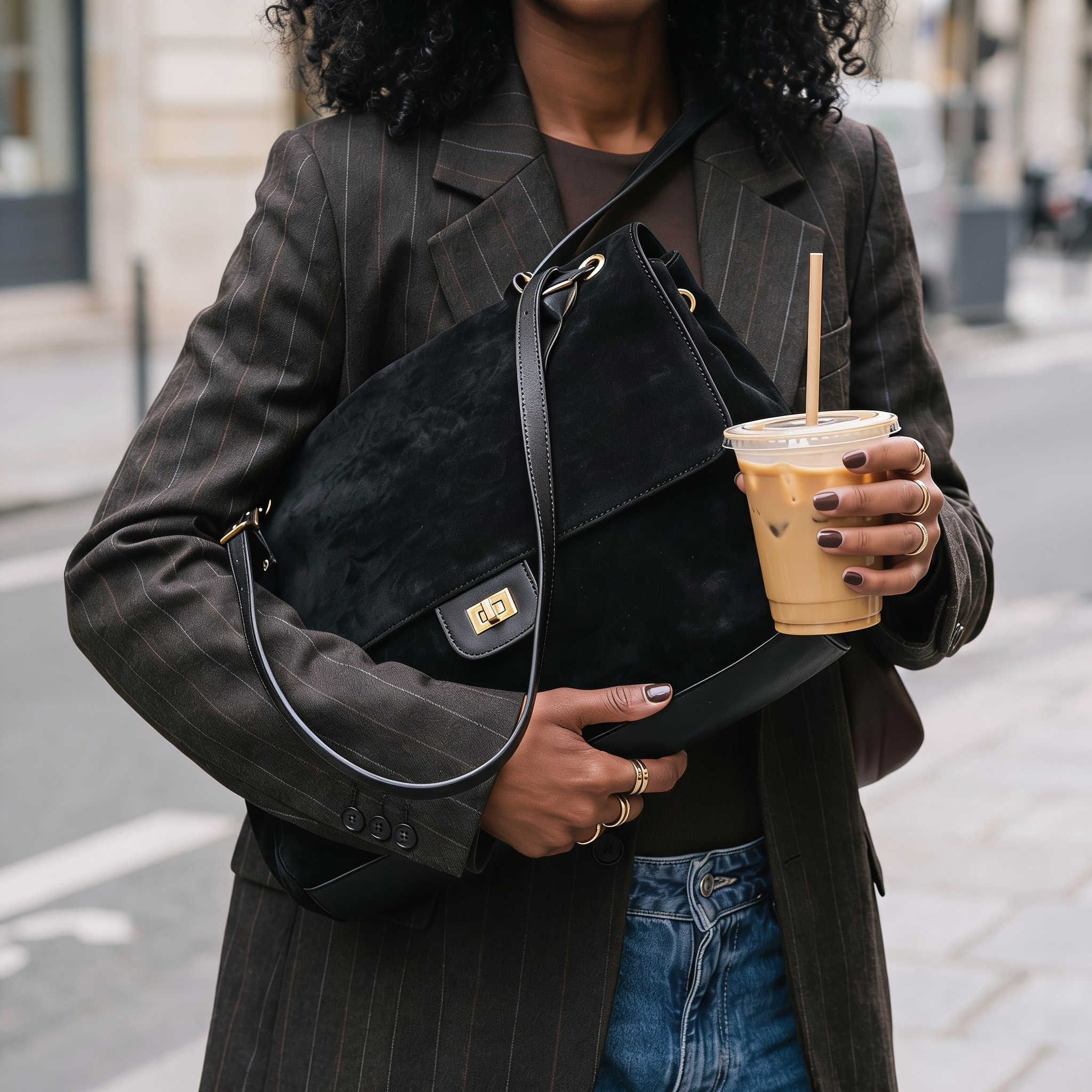 WILMA LARGE SUEDE SHOULDER BAG